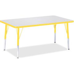 Jonti-Craft Berries Elementary Height Color Edge Rectangle Table - Gray Rectangle Top - Four Leg Base - 4 Legs - Adjustable Height - 15" to 24" Adjustment - 48" Table Top Length x 30" Table Top Width 