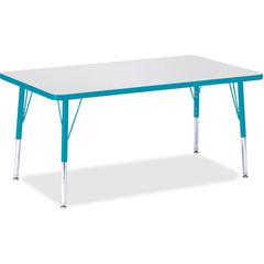Jonti-Craft Berries Elementary Height Color Edge Rectangle Table - Gray Rectangle, Laminated Top - Four Leg Base - 4 Legs - Adjustable Height - 15" to 24" Adjustment - 48" Table Top Length x 30" Table