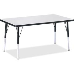 Jonti-Craft Berries Adult Height Color Edge Rectangle Table - Black Rectangle, Laminated Top - Four Leg Base - 4 Legs - Adjustable Height - 24" to 31" Adjustment - 48" Table Top Length x 30" Table Top