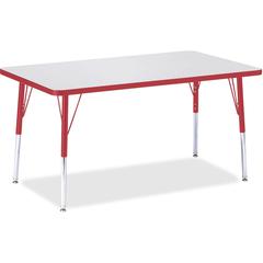 Jonti-Craft Berries Adult Height Color Edge Rectangle Table - Gray Rectangle, Laminated Top - Four Leg Base - 4 Legs - Adjustable Height - 24" to 31" Adjustment - 48" Table Top Length x 30" Table Top 