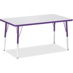 Jonti-Craft Berries Adult Height Color Edge Rectangle Table - Laminated Rectangle, Purple Top - Four Leg Base - 4 Legs - Adjustable Height - 24" to 31" Adjustment - 48" Table Top Length x 30" Table To