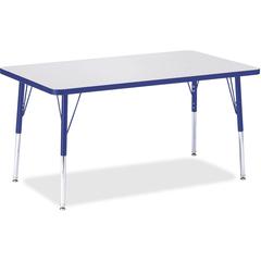 Jonti-Craft Berries Adult Height Color Edge Rectangle Table - Blue Rectangle, Laminated Top - Four Leg Base - 4 Legs - Adjustable Height - 24" to 31" Adjustment - 48" Table Top Length x 30" Table Top 