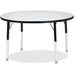 Jonti-Craft Berries Elementary Height Color Edge Round Table - Black Round, Laminated Top - Four Leg Base - 4 Legs - Adjustable Height - 24" to 31" Adjustment x 1.13" Table Top Thickness x 42" Table T