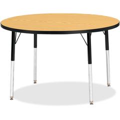 Jonti-Craft Berries Adult Height Color Top Round Table - Black Oak Round, Laminated Top - Four Leg Base - 4 Legs - Adjustable Height - 24" to 31" Adjustment x 1.13" Table Top Thickness x 42" Table Top