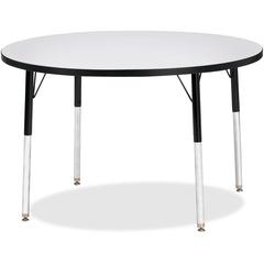 Jonti-Craft Berries Adult Height Color Edge Round Table - Black Round, Laminated Top - Four Leg Base - 4 Legs - Adjustable Height - 24" to 31" Adjustment x 1.13" Table Top Thickness x 42" Table Top Di