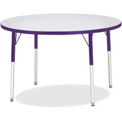 Jonti-Craft Berries Adult Height Color Edge Round Table - Laminated Round, Purple Top - Four Leg Base - 4 Legs - Adjustable Height - 24" to 31" Adjustment x 1.13" Table Top Thickness x 42" Table Top D