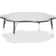 Jonti-Craft Berries Elementary Height Prism Six-Leaf Table - Black, Laminated Top - Four Leg Base - 4 Legs - Adjustable Height - 15" to 24" Adjustment x 1.13" Table Top Thickness x 60" Table Top Diame
