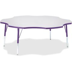 Jonti-Craft Berries Elementary Height Prism Six-Leaf Table - Laminated, Purple Top - Four Leg Base - 4 Legs - Adjustable Height - 15" to 24" Adjustment x 1.13" Table Top Thickness x 60" Table Top Diam
