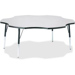 Jonti-Craft Berries Prism Six-Leaf Student Table - Black, Laminated Top - Four Leg Base - 4 Legs - Adjustable Height - 24" to 31" Adjustment x 1.13" Table Top Thickness x 60" Table Top Diameter - 31" 