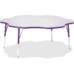 Jonti-Craft Berries Prism Six-Leaf Student Table - Laminated, Purple Top - Four Leg Base - 4 Legs - Adjustable Height - 24" to 31" Adjustment x 1.13" Table Top Thickness x 60" Table Top Diameter - 31"