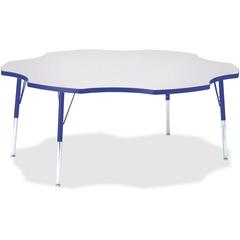 Jonti-Craft Berries Prism Six-Leaf Student Table - Gray, Laminated Top - Four Leg Base - 4 Legs - Adjustable Height - 24" to 31" Adjustment x 1.13" Table Top Thickness x 60" Table Top Diameter - 31" H