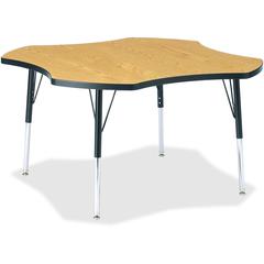 Jonti-Craft Berries Elementary Black Edge Four-leaf Table - Black Oak, Laminated Top - Four Leg Base - 4 Legs - Adjustable Height - 15" to 24" Adjustment x 1.13" Table Top Thickness x 48" Table Top Di