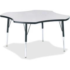 Jonti-Craft Berries Elementary Height Prism Four-Leaf Table - Black, Laminated Top - Four Leg Base - 4 Legs - Adjustable Height - 15" to 24" Adjustment x 1.13" Table Top Thickness x 48" Table Top Diam