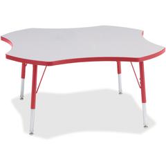 Jonti-Craft Berries Elementary Height Prism Four-Leaf Table - Laminated, Red Top - Four Leg Base - 4 Legs - Adjustable Height - 15" to 24" Adjustment x 1.13" Table Top Thickness x 48" Table Top Diamet