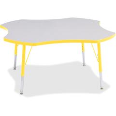 Jonti-Craft Berries Elementary Height Prism Four-Leaf Table - Laminated, Yellow Top - Four Leg Base - 4 Legs - Adjustable Height - 15" to 24" Adjustment x 1.13" Table Top Thickness x 48" Table Top Dia