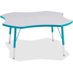 Jonti-Craft Berries Elementary Height Prism Four-Leaf Table - Laminated, Teal Top - Four Leg Base - 4 Legs - Adjustable Height - 15" to 24" Adjustment x 1.13" Table Top Thickness x 48" Table Top Diame