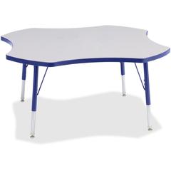 Jonti-Craft Berries Elementary Height Prism Four-Leaf Table - Blue, Laminated Top - Four Leg Base - 4 Legs - Adjustable Height - 15" to 24" Adjustment x 1.13" Table Top Thickness x 48" Table Top Diame