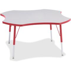 Jonti-Craft Berries Prism Four-Leaf Student Table - Laminated, Red Top - Four Leg Base - 4 Legs - Adjustable Height - 24" to 31" Adjustment x 1.13" Table Top Thickness x 48" Table Top Diameter - 31" H