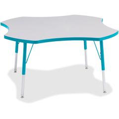 Jonti-Craft Berries Prism Four-Leaf Student Table - Laminated, Teal Top - Four Leg Base - 4 Legs - Adjustable Height - 24" to 31" Adjustment x 1.13" Table Top Thickness x 48" Table Top Diameter - 31" 