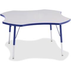 Jonti-Craft Berries Prism Four-Leaf Student Table - Gray, Laminated Top - Four Leg Base - 4 Legs - Adjustable Height - 24" to 31" Adjustment x 1.13" Table Top Thickness x 48" Table Top Diameter - 31" 