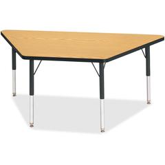 Jonti-Craft Berries Elementary Height Classic Trapezoid Table - Black Oak Trapezoid, Laminated Top - Four Leg Base - 4 Legs - Adjustable Height - 15" to 24" Adjustment - 60" Table Top Length x 30" Tab