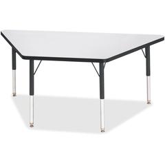Jonti-Craft Berries Elementary Height Prism Edge Trapezoid Table - Black Trapezoid, Laminated Top - Four Leg Base - 4 Legs - Adjustable Height - 15" to 24" Adjustment - 60" Table Top Length x 30" Tabl