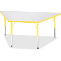 Jonti-Craft Berries Elementary Height Prism Edge Trapezoid Table - Laminated Trapezoid, Yellow Top - Four Leg Base - 4 Legs - Adjustable Height - 15" to 24" Adjustment - 60" Table Top Length x 30" Tab