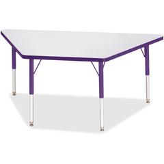 Jonti-Craft Berries Elementary Height Prism Edge Trapezoid Table - Laminated Trapezoid, Purple Top - Four Leg Base - 4 Legs - Adjustable Height - 15" to 24" Adjustment - 60" Table Top Length x 30" Tab