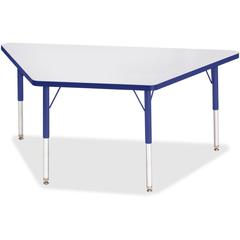 Jonti-Craft Berries Elementary Height Prism Edge Trapezoid Table - Blue Trapezoid, Laminated Top - Four Leg Base - 4 Legs - Adjustable Height - 15" to 24" Adjustment - 60" Table Top Length x 30" Table