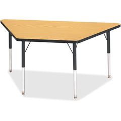 Jonti-Craft Berries Adult-Size Classic Color Trapezoid Table - Black Oak Trapezoid, Laminated Top - Four Leg Base - 4 Legs - Adjustable Height - 24" to 31" Adjustment - 60" Table Top Length x 30" Tabl