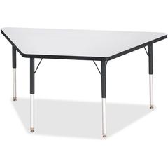 Jonti-Craft Berries Adult-Size Gray Laminate Trapezoid Table - Black Trapezoid, Laminated Top - Four Leg Base - 4 Legs - Adjustable Height - 24" to 31" Adjustment - 60" Table Top Length x 30" Table To