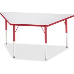 Jonti-Craft Berries Adult Height Gray Laminate Trapezoid Table - Gray Trapezoid, Laminated Top - Four Leg Base - 4 Legs - Adjustable Height - 24" to 31" Adjustment - 60" Table Top Length x 30" Table T