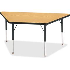 Jonti-Craft Berries Elementary Height Classic Trapezoid Table - Black Oak Trapezoid, Laminated Top - Four Leg Base - 4 Legs - Adjustable Height - 15" to 24" Adjustment - 48" Table Top Length x 24" Tab