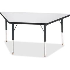 Jonti-Craft Berries Elementary Height Prism Edge Trapezoid Table - Black Trapezoid, Laminated Top - Four Leg Base - 4 Legs - Adjustable Height - 15" to 24" Adjustment - 48" Table Top Length x 24" Tabl