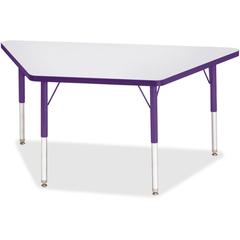 Jonti-Craft Berries Elementary Height Prism Edge Trapezoid Table - Laminated Trapezoid, Purple Top - Four Leg Base - 4 Legs - Adjustable Height - 15" to 24" Adjustment - 48" Table Top Length x 24" Tab