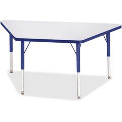 Jonti-Craft Berries Elementary Height Prism Edge Trapezoid Table - Gray Trapezoid, Laminated Top - Four Leg Base - 4 Legs - Adjustable Height - 15" to 24" Adjustment - 48" Table Top Length x 24" Table
