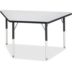Jonti-Craft Berries Adult-Size Gray Laminate Trapezoid Table - Black Trapezoid, Laminated Top - Four Leg Base - 4 Legs - Adjustable Height - 24" to 31" Adjustment - 48" Table Top Length x 24" Table To