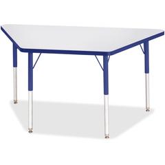 Jonti-Craft Berries Adult-Size Gray Laminate Trapezoid Table - Gray Trapezoid, Laminated Top - Four Leg Base - 4 Legs - Adjustable Height - 24" to 31" Adjustment - 48" Table Top Length x 24" Table Top
