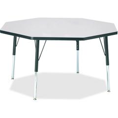 Jonti-Craft Berries Elementary Height Color Edge Octagon Table - Black Octagonal, Laminated Top - Four Leg Base - 4 Legs - Adjustable Height - 15" to 24" Adjustment x 1.13" Table Top Thickness x 48" T