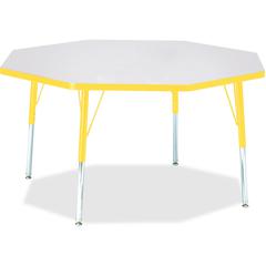 Jonti-Craft Berries Elementary Height Color Edge Octagon Table - Laminated Octagonal, Yellow Top - Four Leg Base - 4 Legs - Adjustable Height - 15" to 24" Adjustment x 1.13" Table Top Thickness x 48" 