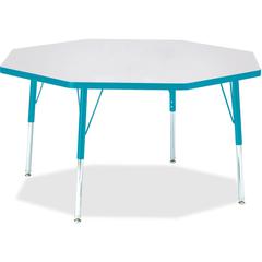 Jonti-Craft Berries Elementary Height Color Edge Octagon Table - Laminated Octagonal, Teal Top - Four Leg Base - 4 Legs - Adjustable Height - 15" to 24" Adjustment x 1.13" Table Top Thickness x 48" Ta