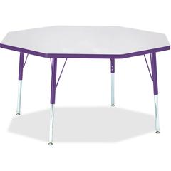 Jonti-Craft Berries Elementary Height Color Edge Octagon Table - Laminated Octagonal, Purple Top - Four Leg Base - 4 Legs - Adjustable Height - 15" to 24" Adjustment x 1.13" Table Top Thickness x 48" 