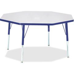 Jonti-Craft Berries Elementary Height Color Edge Octagon Table - Gray Octagonal, Laminated Top - Four Leg Base - 4 Legs - Adjustable Height - 15" to 24" Adjustment x 1.13" Table Top Thickness x 48" Ta