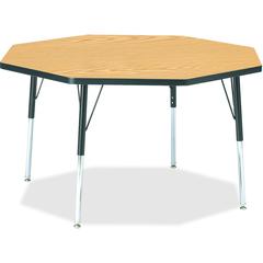 Jonti-Craft Berries Adult Height Color Top Octagon Table - Black Oak Octagonal, Laminated Top - Four Leg Base - 4 Legs - Adjustable Height - 24" to 31" Adjustment x 1.13" Table Top Thickness x 48" Tab
