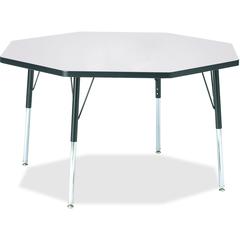 Jonti-Craft Berries Adult Height Color Edge Octagon Table - Black Octagonal, Laminated Top - Four Leg Base - 4 Legs - Adjustable Height - 24" to 31" Adjustment x 1.13" Table Top Thickness x 48" Table 
