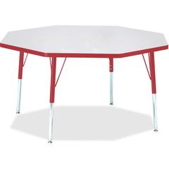 Jonti-Craft Berries Adult Height Color Edge Octagon Table - Gray Octagonal, Laminated Top - Four Leg Base - 4 Legs - Adjustable Height - 24" to 31" Adjustment x 1.13" Table Top Thickness x 48" Table T