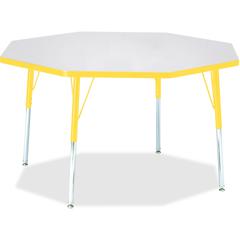 Jonti-Craft Berries Adult Height Color Edge Octagon Table - Gray Octagonal, Laminated Top - Four Leg Base - 4 Legs - Adjustable Height - 24" to 31" Adjustment x 1.13" Table Top Thickness x 48" Table T