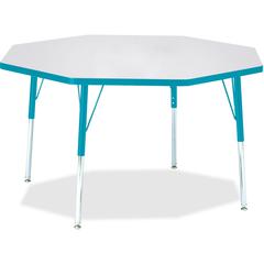 Jonti-Craft Berries Adult Height Color Edge Octagon Table - Laminated Octagonal, Teal Top - Four Leg Base - 4 Legs - Adjustable Height - 24" to 31" Adjustment x 1.13" Table Top Thickness x 48" Table T