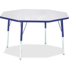 Jonti-Craft Berries Adult Height Color Edge Octagon Table - Gray Octagonal, Laminated Top - Four Leg Base - 4 Legs - Adjustable Height - 24" to 31" Adjustment x 1.13" Table Top Thickness x 48" Table T
