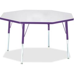 Jonti-Craft Berries Adult Height Color Edge Octagon Table - Laminated Octagonal, Purple Top - Four Leg Base - 4 Legs - Adjustable Height - 24" to 31" Adjustment x 1.13" Table Top Thickness x 48" Table